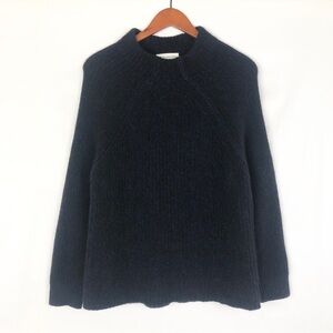 White and Warren Cashmere Knit Mock Neck Sweater Navy Blue Size M